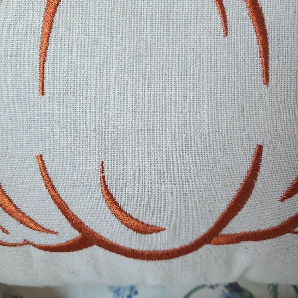 Embroidered Halloween Pumpkin Square Throw Pillow 14"x14" Autumn Fall Home Decor - Picture 7 of 9